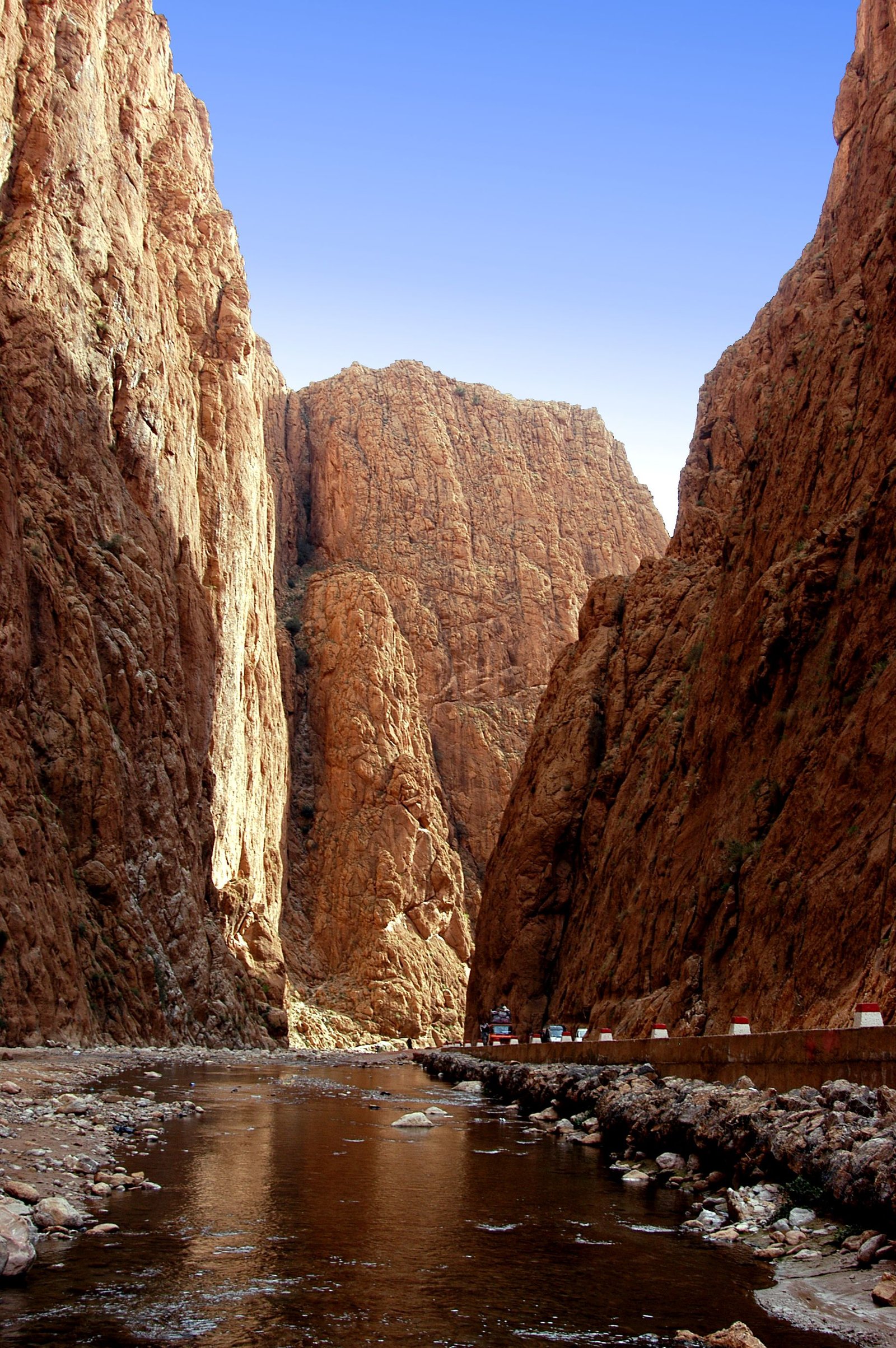Todra Gorge with towering limestone cliffs in Morocco