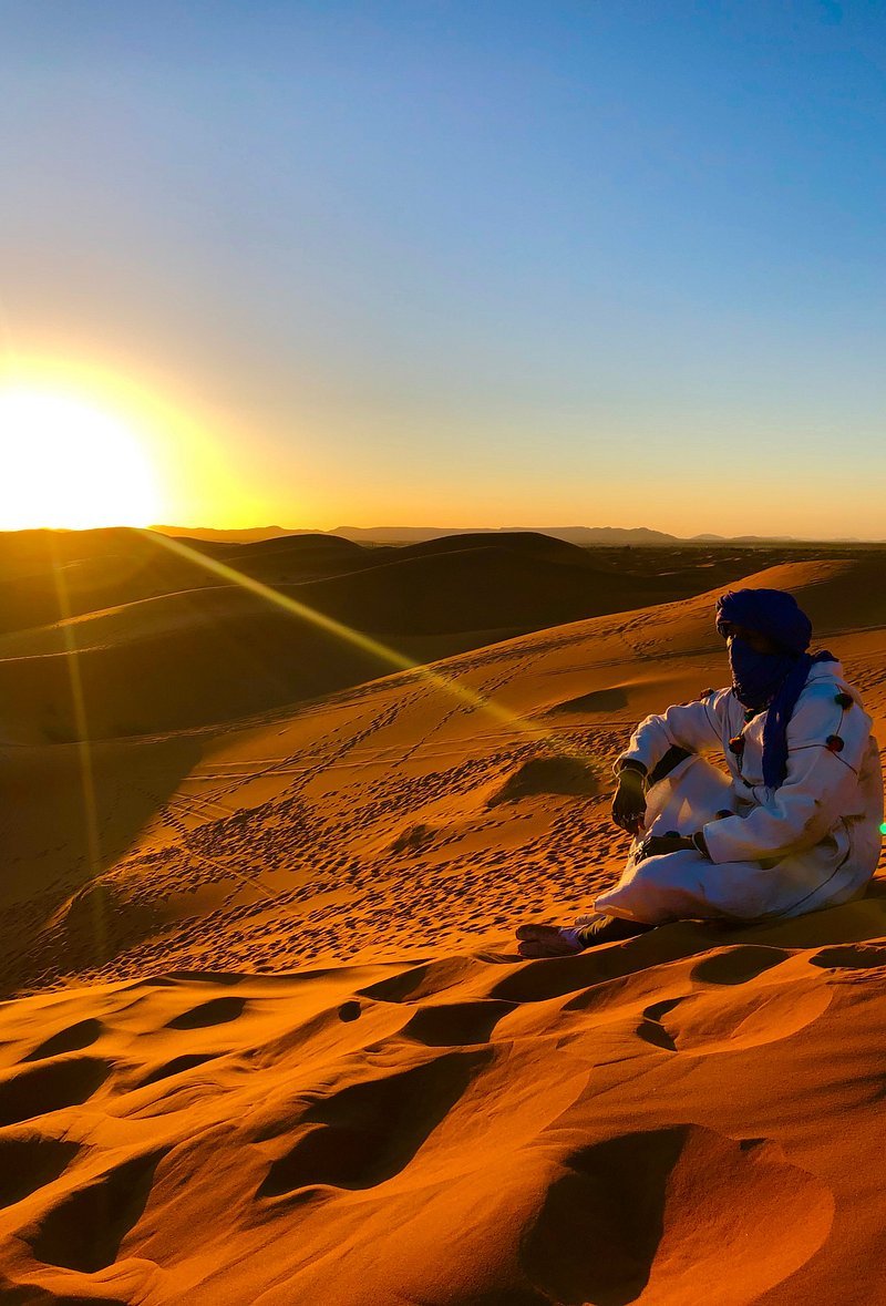 Sunrise over the Erg Chebbi dunes near Merzouga